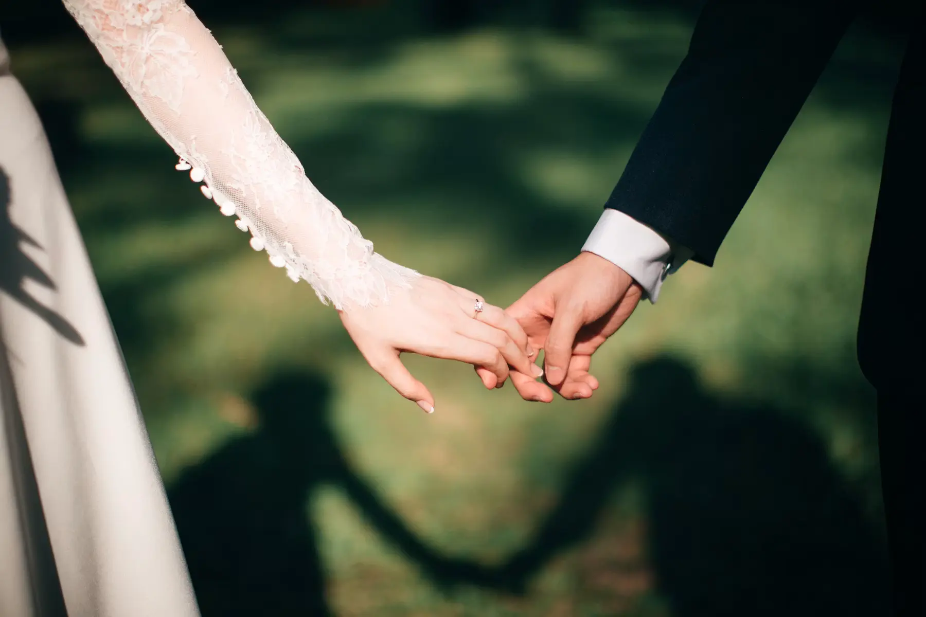 A couple sharing an intimate moment at their wedding